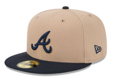 Atlanta Braves Fitted New Era 59Fifty 2 Tone Camel Cap Hat Grey UV