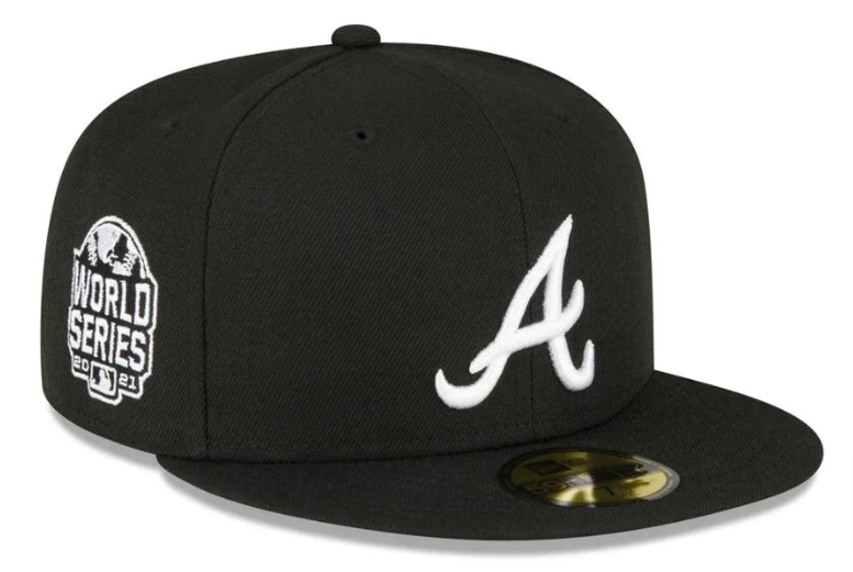 Atlanta Braves Fitted New Era 59FIFTY 2021 World Series Black White Cap Hat Grey UV - THE 4TH QUARTER