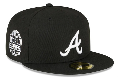 Atlanta Braves Fitted New Era 59FIFTY 2021 World Series Black White Cap Hat Grey UV