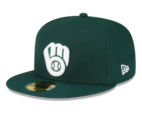 Milwaukee Brewers Fitted New Era 59Fifty Dark Green Cap Hat Grey UV