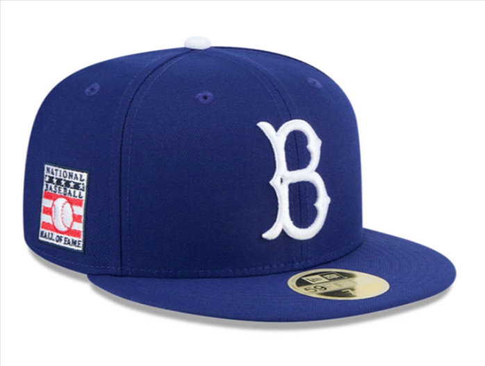 Brooklyn Dodgers Fitted 59Fifty New Era Baseball Hall of Fame Patch Blue Cap Hat Green UV - THE 4TH QUARTER