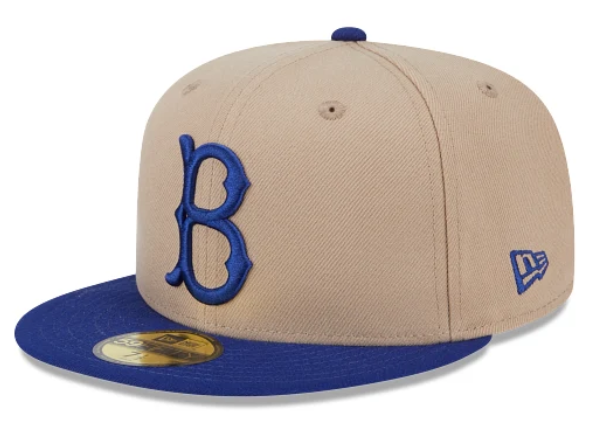 Brooklyn Dodgers Fitted New Era 59Fifty 2 Tone Camel Cap Hat Grey UV