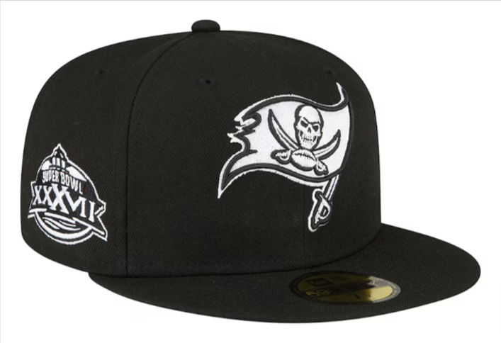 Tampa Bay Buccaneers Fitted New Era 59FIFTY Super Bowl XXXVII Black White Cap Hat - THE 4TH QUARTER