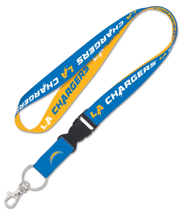 Los Angeles Chargers Badge Ticket Holder Keychain Lanyard w/ 1" Breakaway 2 Tone - THE 4TH QUARTER