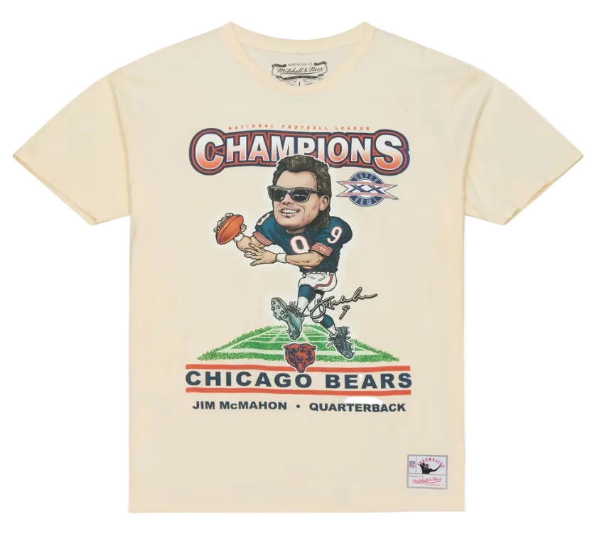Chicago Bears T-Shirt Mitchell &amp; Ness Jim McMahon Super Bowl XX Champions Caricature Tee