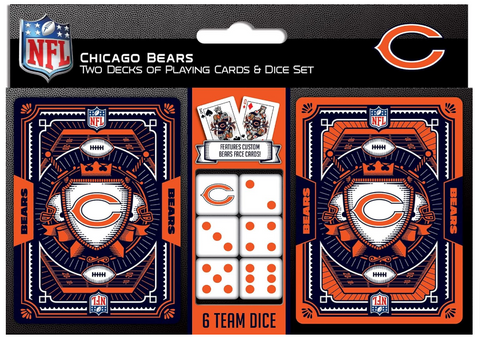 Chicago Bears 2-Pack Playing cards & Dice Set for Adults