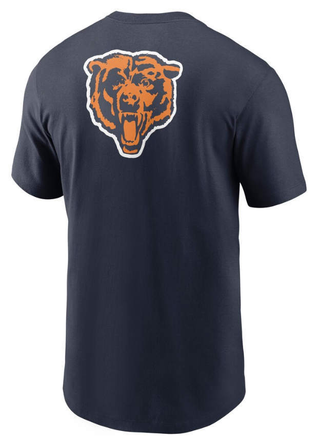 Chicago Bears Mens T-Shirt Rewind Front and Back Hit Essential Tee