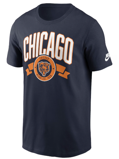 Chicago Bears Mens T-Shirt Rewind Front and Back Hit Essential Tee
