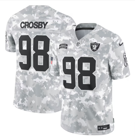 Raiders Mens Jersey 2024 Salute to Service Limited Maxx Crosby #98 Arctic Camo