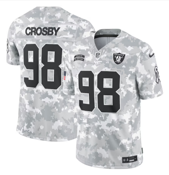 Raiders Mens Jersey 2024 Salute to Service Limited Maxx Crosby #98 Arc Raiders Mens Jersey 2024 Salute to Service Limited Maxx Crosby #98 Arc