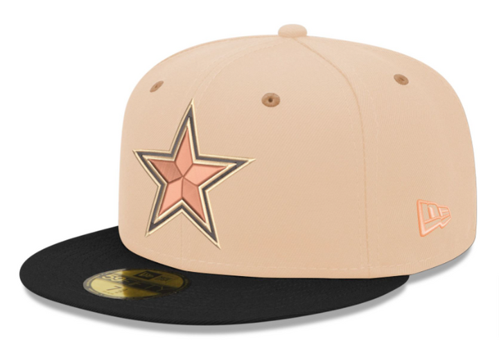 Dallas Cowboys Fitted New Era 59Fifty Beige Black 50th Anniversary Cap Hat Rusty UV - THE 4TH QUARTER