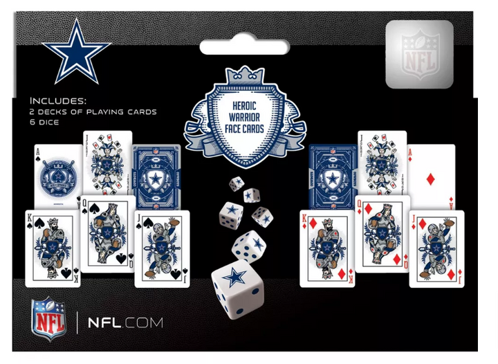 Dallas Cowboys 2-Pack Playing cards &amp; Dice Set for Adults