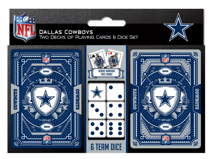 Dallas Cowboys 2-Pack Playing cards &amp; Dice Set for Adults