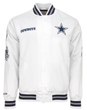 Dallas Cowboys Mens Jacket Mitchell & Ness City Collection Satin White Jacket