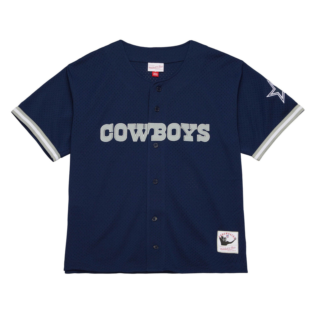 Dallas Cowboys Men's Jersey Mitchell & Ness On The Clock Mesh Button Front Baseball Style Jersey - THE 4TH QUARTER