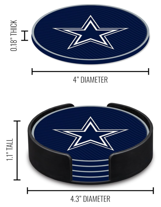 Dallas Cowboys 4 Piece PVC Coasters Set