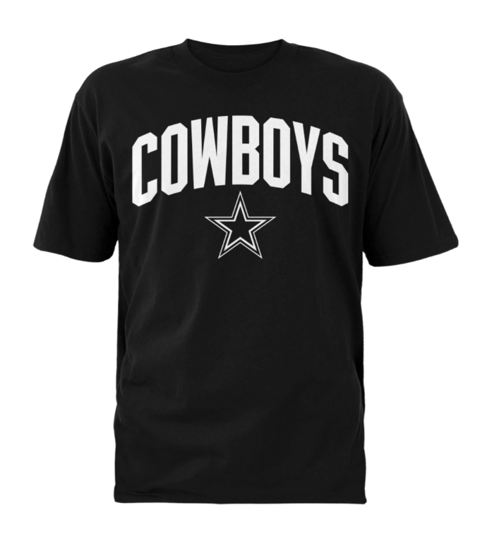 Dallas Cowboys Mens T-Shirt Hearten Arch Black - THE 4TH QUARTER