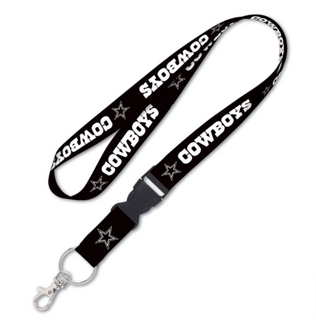 Dallas Cowboys Badge Tickets Holder Keychain Lanyard Black White