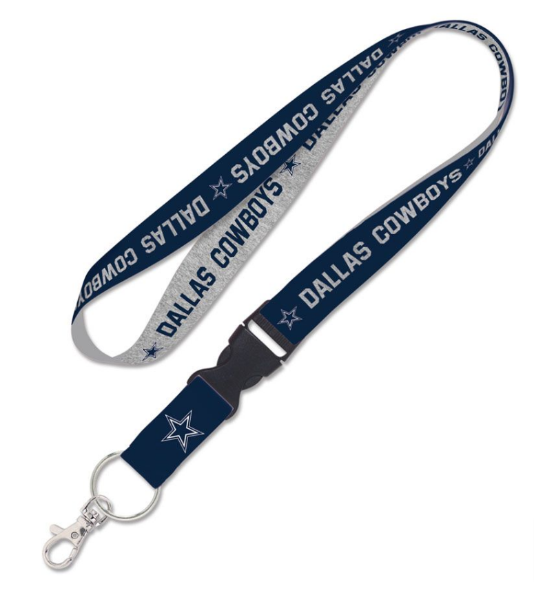 Dallas Cowboys Badge Tickets Holder Keychain Lanyard 2 Tone Heather Navy - THE 4TH QUARTER