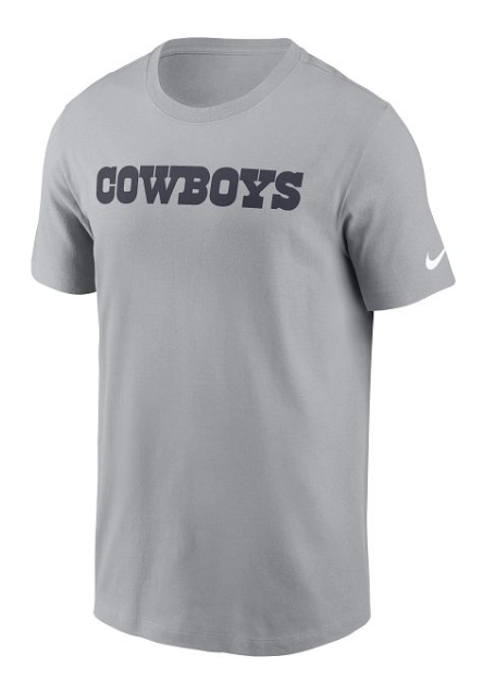 Dallas Cowboys Mens T-Shirt Nike Wordmark Essential Grey Tee