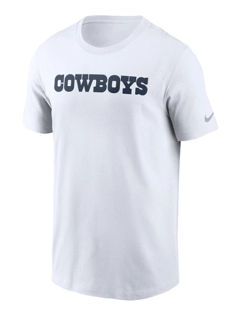 Dallas Cowboys Mens T-Shirt Nike Wordmark Essential White Tee