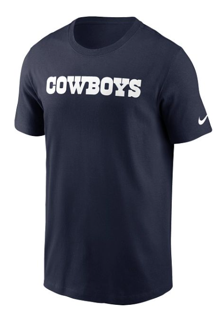 Dallas Cowboys Mens T-Shirt Nike Wordmark Essential Navy Tee