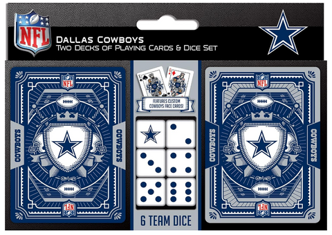 Dallas Cowboys 2-Pack Playing cards & Dice Set for Adults