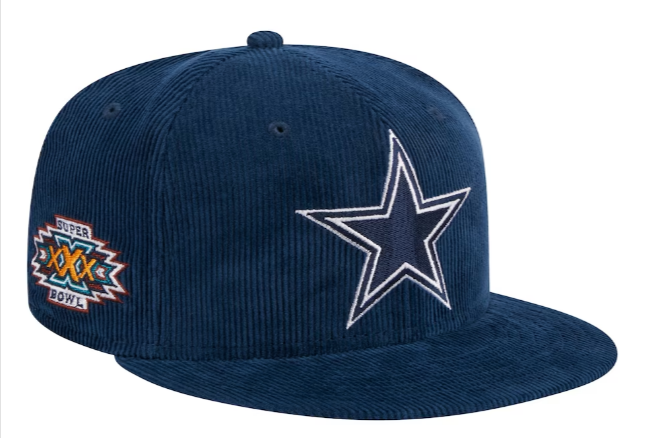 Dallas Cowboys Fitted New Era 59Fifty Throwback Corduroy Navy Superbowl Patch Cap Hat - THE 4TH QUARTER