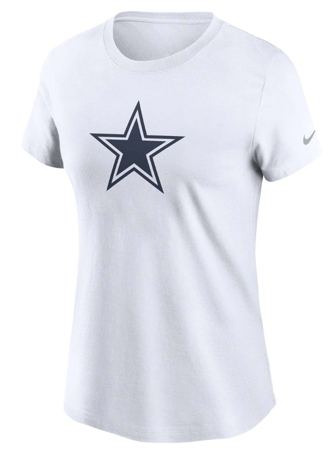 Dallas Cowboys Nike Women's T-Shirt Nike Essential Logo White Tee - THE 4TH QUARTER