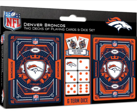 Denver Broncos 2-Pack Playing cards & Dice Set for Adults