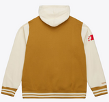 Denver Broncos Mens Jacket Brown/Cream Dusted Fleece Full-Snap