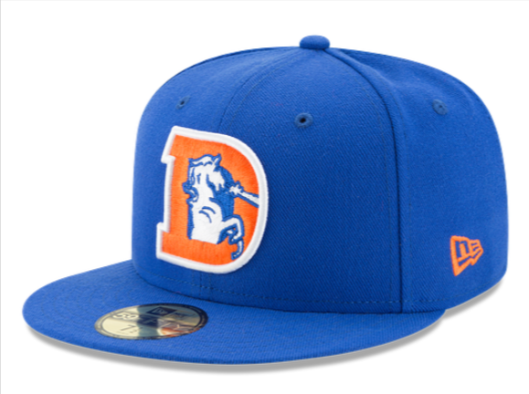 Denver Broncos Fitted 59Fifty New Era Throwback Majestic Blue Cap Hat