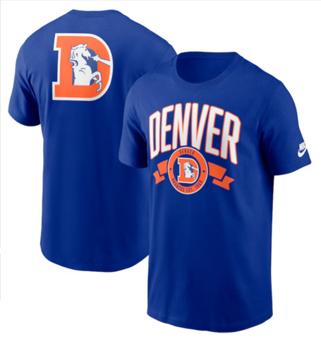 Denver Broncos Mens T-Shirt Rewind Front and Back Hit Essential Tee