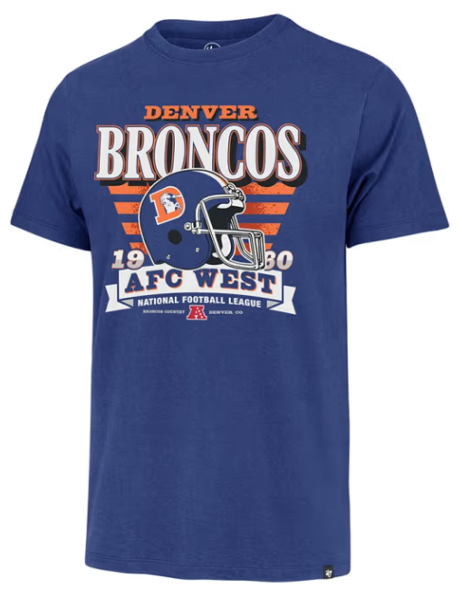 Denver Broncos Mens T-Shirt 47 Brand Stripe Splash Franklin Tee - THE 4TH QUARTER