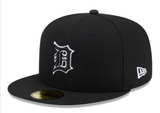 Detroit Tigers Fitted New Era 59Fifty Black Outline Black Cap Hat Grey UV
