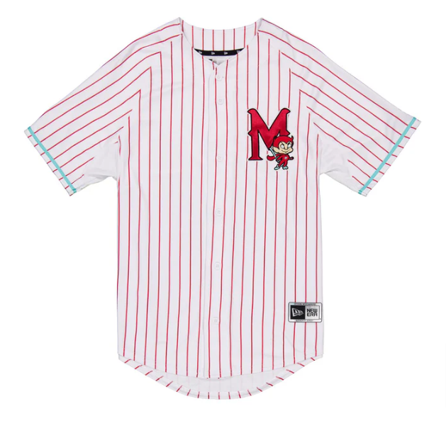 Diablos Rojos de Mexico Men's New Era Home Replica Jersey Pinstripe - THE 4TH QUARTER