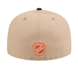 Anaheim Ducks Fitted New Era 59Fifty Throwback Logo Cap Hat Camel Black - THE 4TH QUARTER