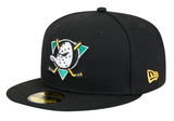 Anaheim Ducks Fitted New Era 59Fifty Basic Throwback Logo Cap Hat Black