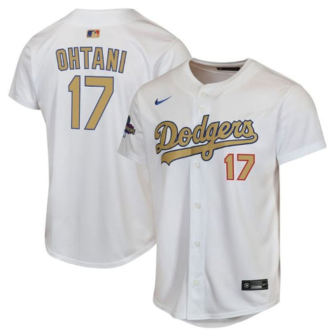 Shohei Ohtani Los Angeles Dodgers Youth 2025 Gold Collection Limited Jersey - White
