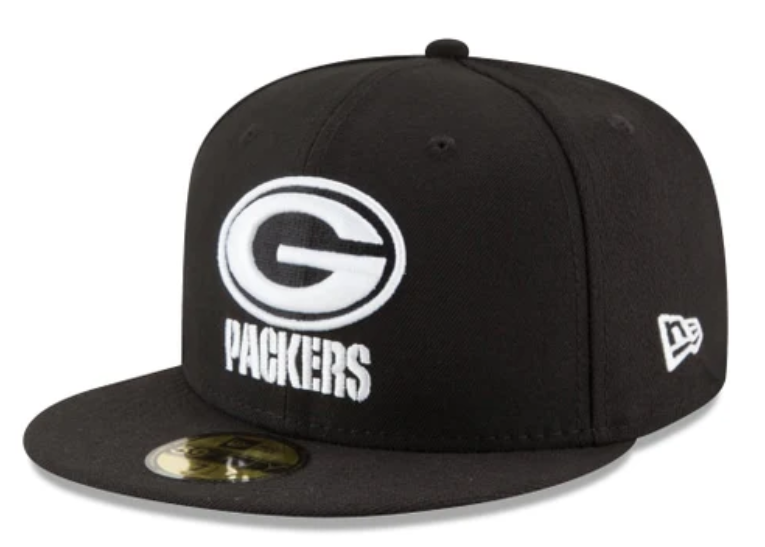 Green Bay Packers Fitted New Era Black White Cap Hat - THE 4TH QUARTER