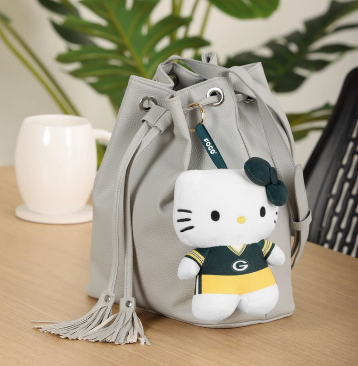 Green Bay Packers Plush Hello Kitty Bag Charm Keychain