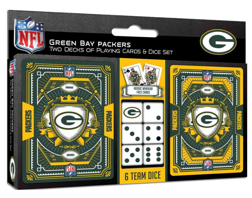 Green Bay Packers 2-Pack Playing cards &amp; Dice Set for Adults