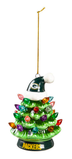 Green Bay Packers 4" Lighted LED Ceramic Tree Ornament - THE 4TH QUARTER