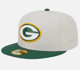 Green Bay Packer Fitted New Era 59FIFTY Super Bowl Champions World Class Cap Hat Cream Green