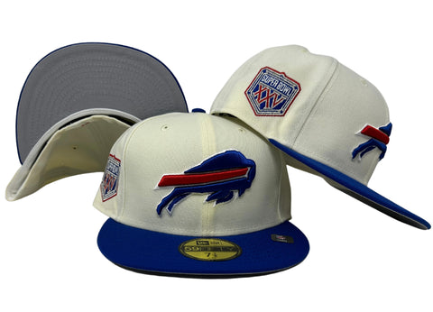 Buffalo Bills Fitted New Era 59Fifty Super Bowl Patch Chrome Cap Hat Grey UV