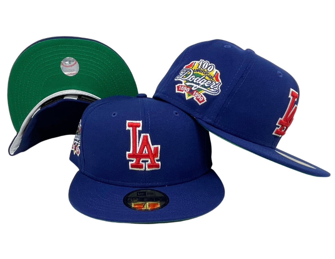 Dodgers Fitted New Era 59Fifty 100th Blue Hat Cap Green UV - THE 4TH QUARTER