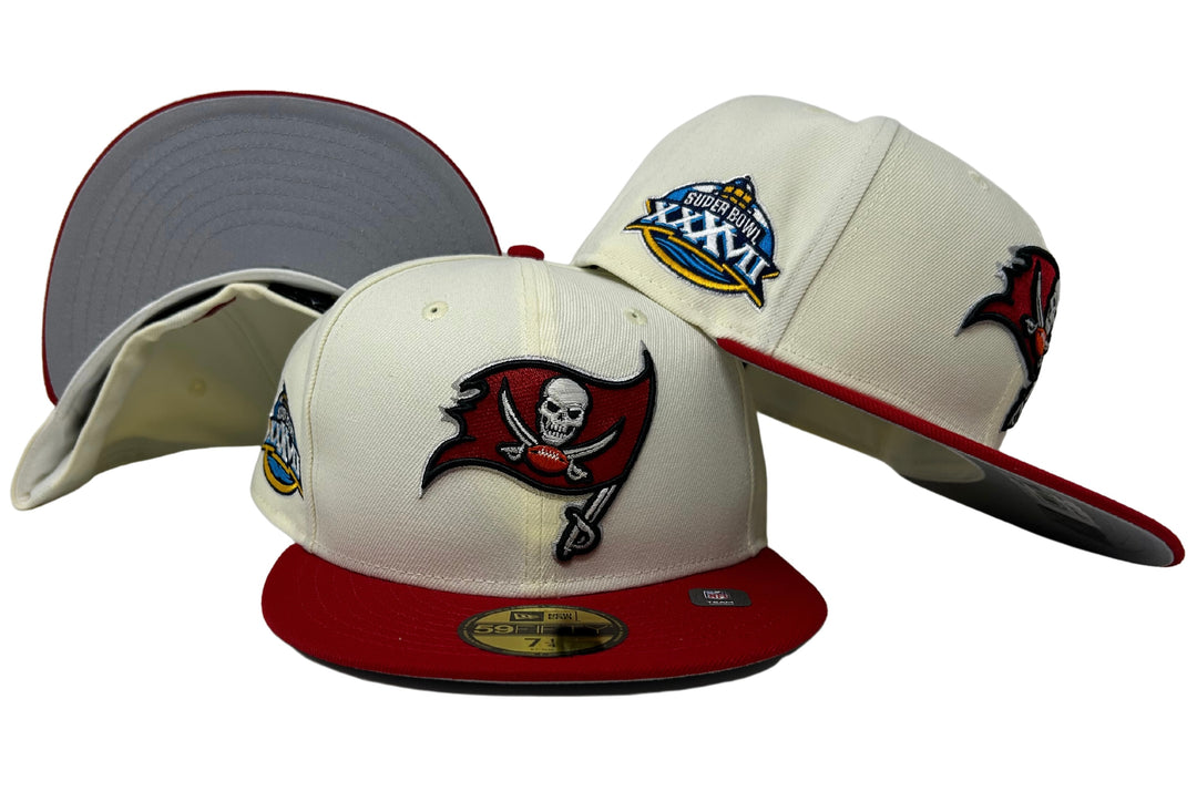 Tampa Bay Buccaneers Fitted New Era 59Fifty Super Bowl Patch Chrome Cap Hat Grey UV - THE 4TH QUARTER