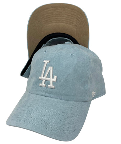 Los Angeles Dodgers Strapback '47 Brand Clean Up Cap Hat Sky Columbia Suede