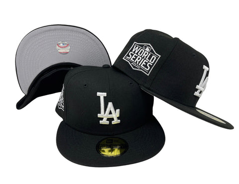 Los Angeles Dodgers Fitted New Era 59Fifty 2020 WS Black White Cap Hat Grey UV