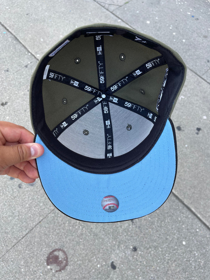 Dodgers Fitted New Era 59Fifty 50th Stadium Ann. Olive Black Cap Hat Sky UV - THE 4TH QUARTER